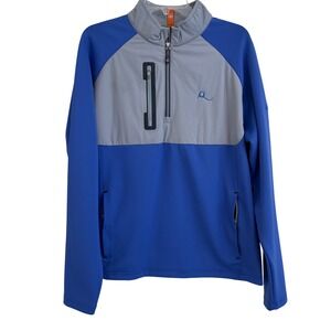 Peter Millar Mens Quarter Zip Pullover Jacket Blue Gray Performance Size L EUC